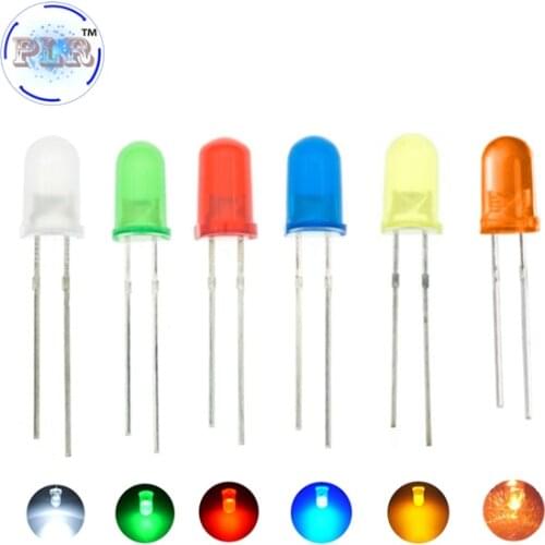 1000PCS 5mm LED F5 Diode Light Diffused Assorted NEW Orange Green Blue White Yellow Red Round DIP PLR Light-Emitting Lamp Light