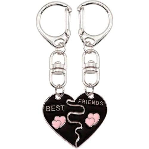 2 Piece Set Of Best Friend Pendant Key Chain Mens And Womens Backpack KeyChain Womens Bag Charm Jewelry Gifts Llaveros