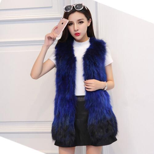 2018 Fashion Lady Real Raccoon Fur Vest New Womens Genuine Fur Winter Overcoat Warm Outerwear Raccoon Dog Fur Coat Jacket