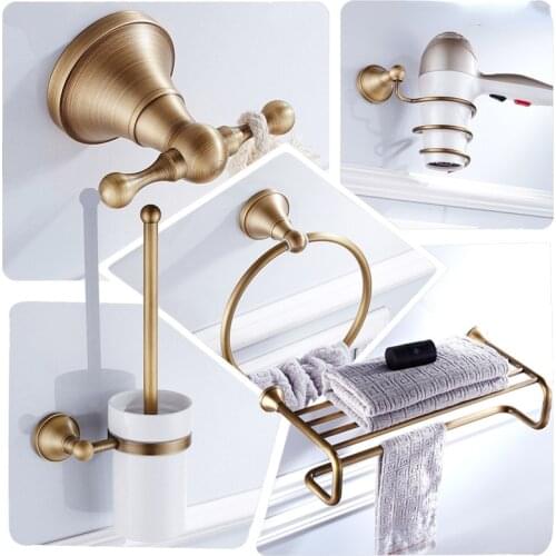 Bathroom Accessories,Towel Bar, Paper Holder, Robe Hook, Antique Brass, Wall Mounted, Solid Brass,Shower Bath Hardware Set