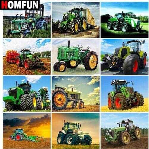 HOMFUN Diamond Painting Full Square/Round Diamond "Truck car farm" Pattern Embroidery Cross Stitch 5D Rhinestone Painting