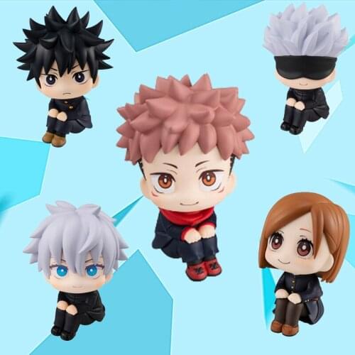 10cm Q Version Anime Jujutsu Kaisen Figurine Cute Gojo Satoru Satori Itadori Yuji Look Up Pvc Action Figure Toys Kid Gift