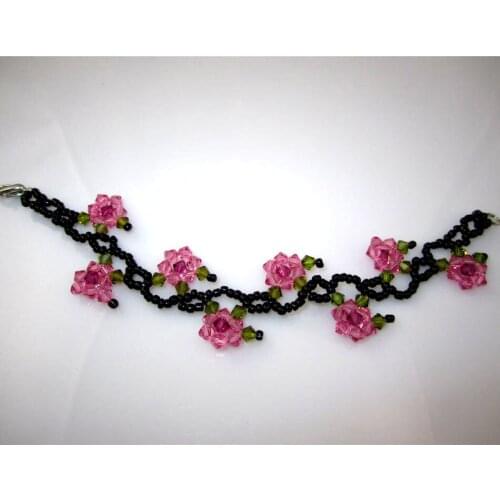 Free Shipping Romantic Pink Flower Bracelets For Girls Floral Bracelets Austria Crystal Bracelets Rose BlingBling