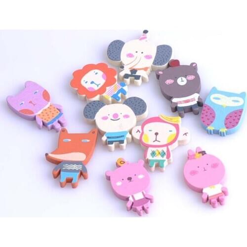 Mixed Animal Shaped Wooden Scrapbooking Accessories Carft Random for Home Decoration 50pcs 25-35mm MT0619
