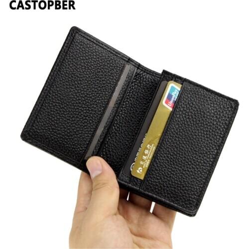 Hot Men Credit Card Holders Business ID Cow Genuine Leather Black Mens Card Case Womens Coin Purse Small Designer Travel Wallet