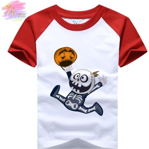Childrens Costume Pumpkin Costume Girl Playful Dress Boy Baby Funny Pumpkin Pattern Short Sleeve T-shirt