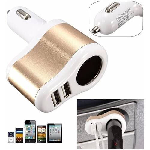 Dual USB Car Lighter Power Socket Splitter Charger Adapter for Phone