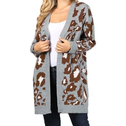 Elegant Cardigan Casual Fashion New Autumn Clothes For Woman Long Sleeve Leopard Print Sweaters Fashion Womens Coat Hot Sale