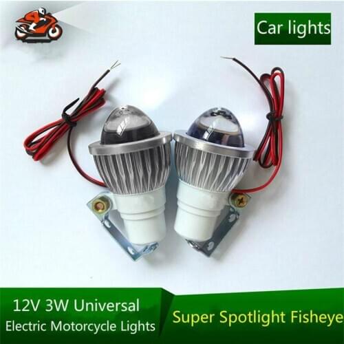 1pc Universal Motorcycle White LED Strobe Headlight Indicator DC12V Fish Eye Lights 300lm 3W Aluminum Alloy Vespa Accessories