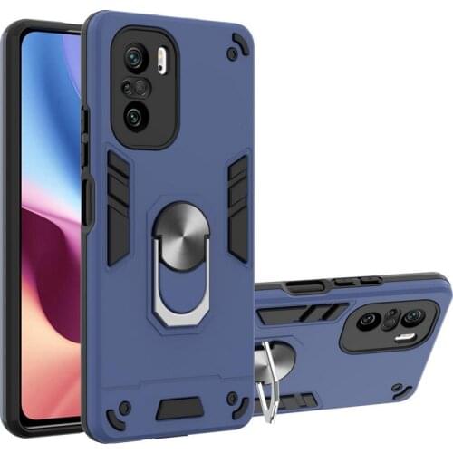 Hybrid Phone Case For POCO F3 POCO M3 C3 Stand Holder Ring Cover