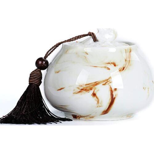 Ceramic Funeral Pet Urn for Memorials - Small - Holds Up to 60 Cubic Inches of Ashes - Pet Cremation Urn for Ashes