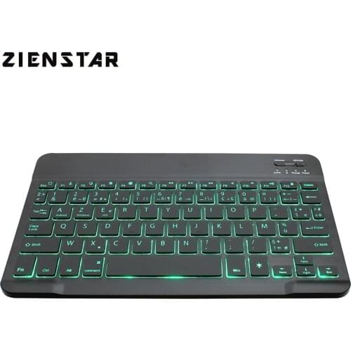 Zienstar AZERTY French Bluetooth 3.0 Rechargeable Keyboard with LED Backlight for Phone Tablet Laptop Android Windows,IOS