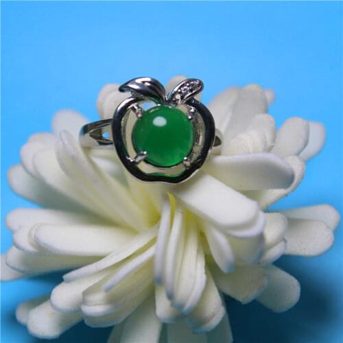 Liemjee Green Agate Simple Ring Personality Fashion Punk Party Jewelry For Women Feature Concise Namour Charm Gift All Seasons
