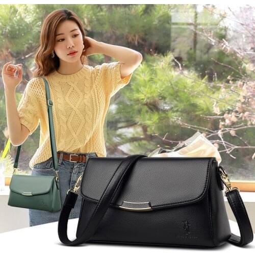 Small Black Women Handbag High Quality Pu Leather Shoulder Bags Simple Flap Messenger Bag 2021 New Design Female Crossbody Bag