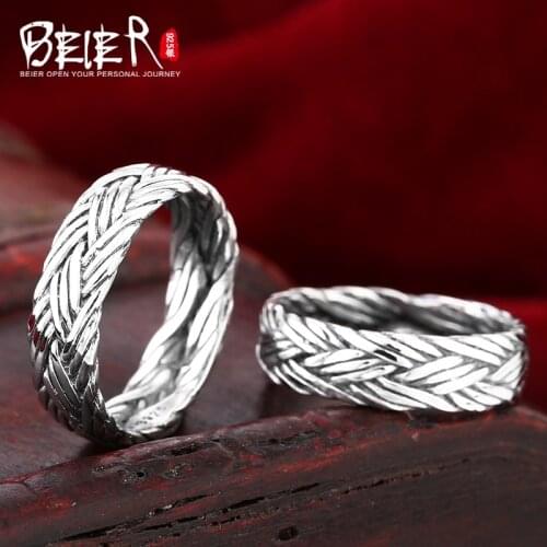 Beier sterling jewelry 2015 simple and small unisex ring women and man tail ring jewelry BR925R049