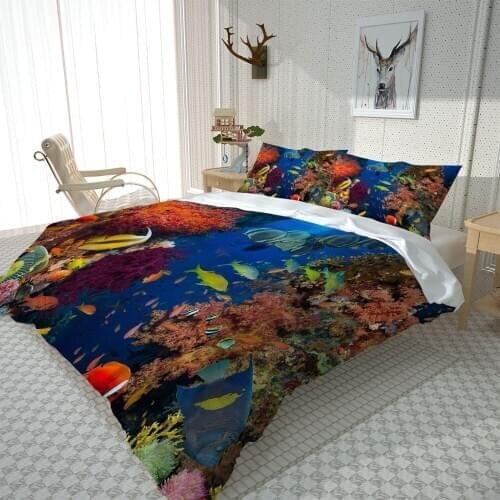 Set Comforter/Quilt Pillow Case Flowers Home Textile Blue ocean bed set kids room bedding set