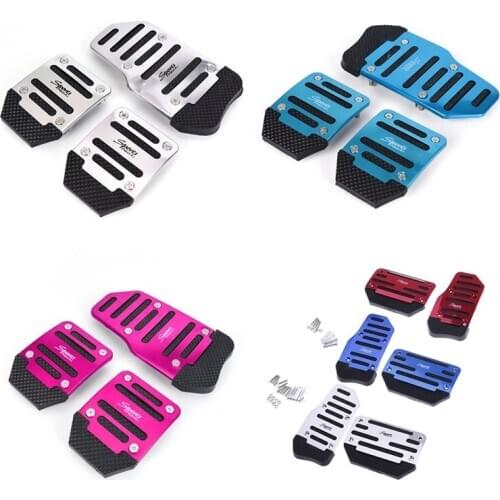 3/2pcs Aluminium Alloy Foot Treadle Cover Pad Car Auto Vehicle Non-slip Pedal Blue Car Accessories