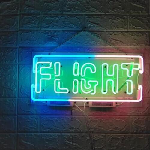 Neon Sign flight club Fairy Lamp with Acrylic Back real glass resterant light home Hotel enseigne coffee Impact Attract light
