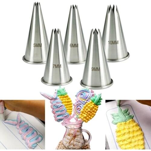 Wholesale 10pcs/lot Open Star Tips Flower Cream Pastry Icing Piping Nozzles Fondant Cake Pastry Cupcake Decorating Tools