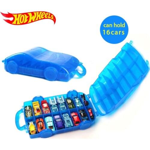 Hot Wheels 2018 Portable Plastic storage box Hold 16Sports models Car Toys Educational Truck Toys Best Boy Juguetes Gift DWN56