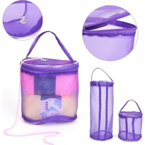 DIY Hand Weaving Yarn Bag Mesh Sewing Kit Bag DIY Hand Weaving Tools Organizer Hollow Crochet Thread Storage Mesh Holder