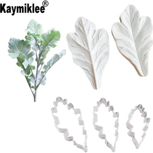 Silver leaf Chrysanthemum Gumpaste Leaf Silicone Veiners Mould Fondant Sugarcraft Cake Decorating Moulds CS340
