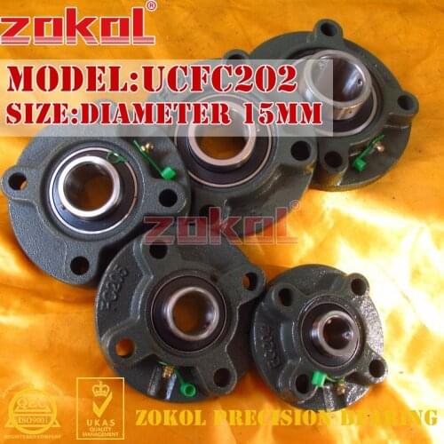 ZOKOL bearing Flange Cartridge Bearing Units UCFC202 TY90502Y Pillow Block Ball Bearing diameter 15mm