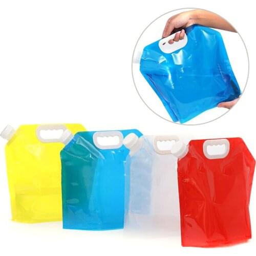 Folding Water Bag Canister Portable Folding Water Storage Lifting Bag Hydration Pack Reservoir Container 5L
