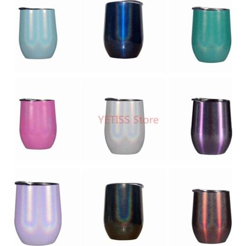 100pcs 12oz Rainbow color Tumbler Double Wall Stainless Steel Wine Glass Mugs Vacuum Insulated Thermos Christmas Party Favors