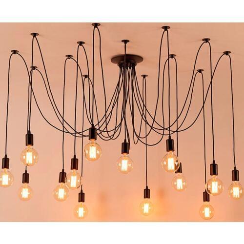DIY Retro Led E27 Edison Lamp Chandelier Lighting Spider Shape Loft Style Vintage Home Lights Lamparas De Techo Prestigio
