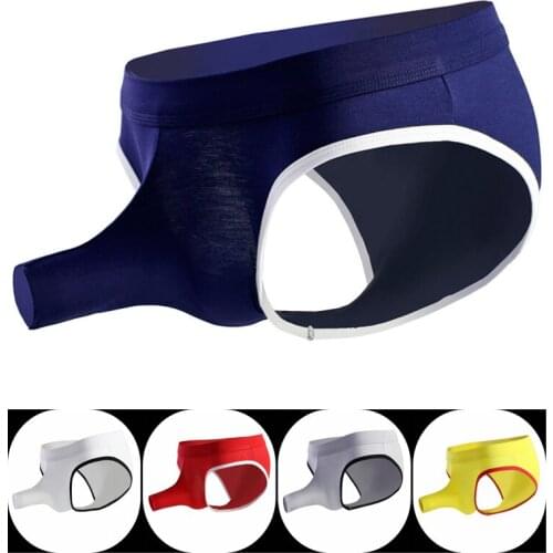 2019 hot Mens Sexy Modal Underwear Breathable Open sleeve pouch Sexy Men Panties Plus Size S-XL men thong jockstrap