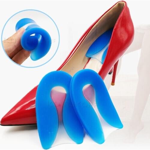 1Pair Foot Pain Relief Insoles Silicone Gel U-Shape Plantar Fasciitis Heel Protector Heel Spur Cushion Pad Shoe Insert Men Women