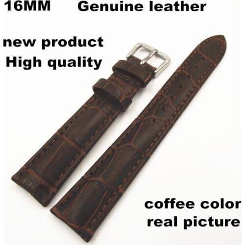 1pcs High quality 16MM genuine cow leather Watch band watch strap coffee color -81011