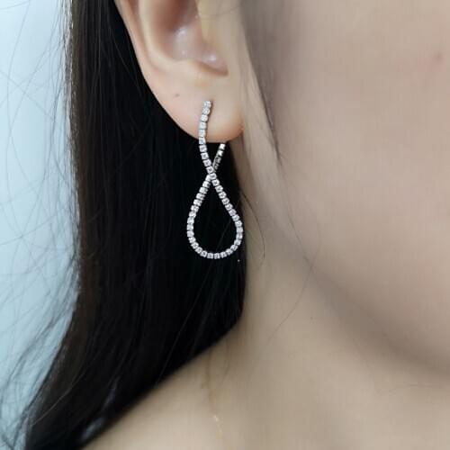 Silvology 925 Sterling Siver 5A Square Zircon Tassel Long Stud Earrings Shine Elegant Luxury Earrings for Women Party Jewelry