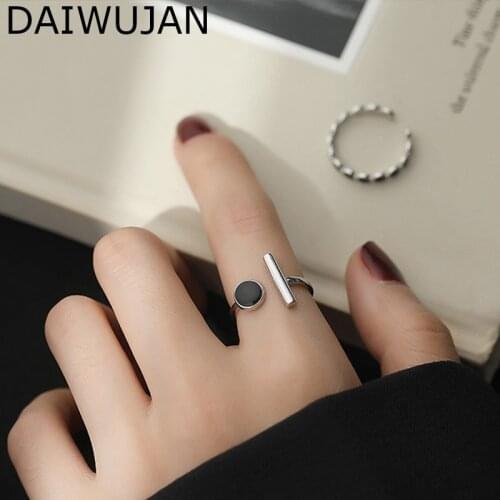 Korean 925 Sterling Silver Opened Rings For Women Minimalist Diablo Geometric Round Finger Adjustable Ring Party Wedding Jewelry