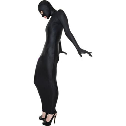 Women Wrap Dress Body Bag Long Dresses Sexy Open Eyes Mouth Women Party Dresses Zentai Costume Halloween Party