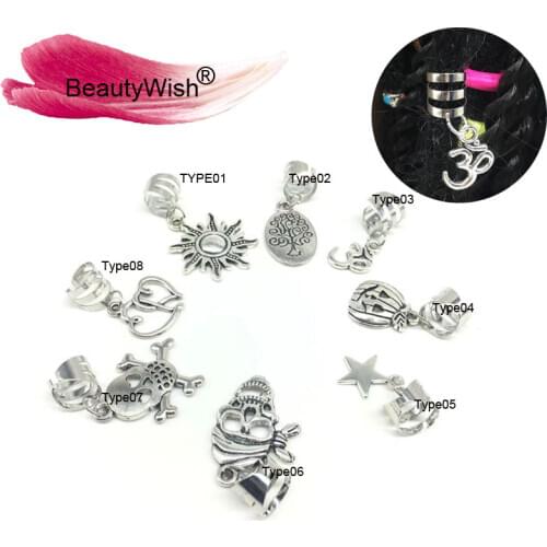 10MMSilver Braiding Hair Bead Dreadlocks Adjustable Hair Cuffs Dread Tube Charm Dreadlock Accessaries Extension 5Pcs Per Lot