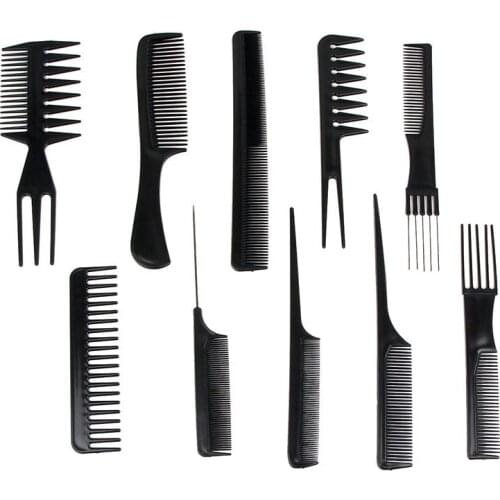 10pcs/Set Professional Hair Brush Comb Salon Barber Anti-static Hair Combs Hairbrush Hairdressing Combs Hair Care Styling Tools