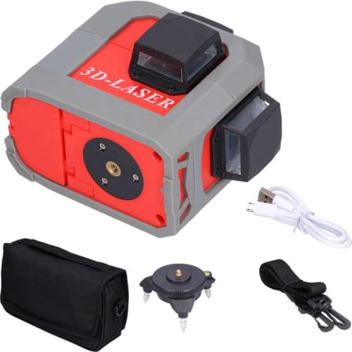 12-Line Green Beam Level Tool Portable USB Self-Leveling 635nm Laser Meter with Base