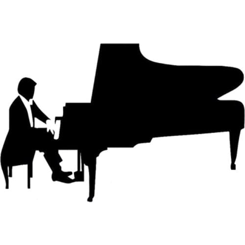 13CM*8.4CM Fashion Music Pianist Black/Silver Silhouette Decor Decal Vinyl Car Sticker S9-0798