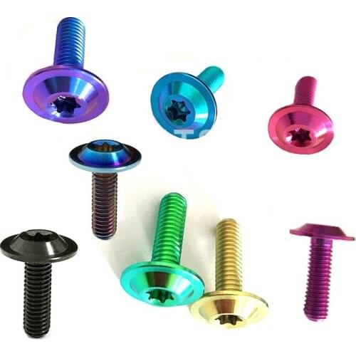 2pcs M6*20mm titanium alloy screw bolt TORX screws plum socket bolts thin dish head Ti machine thread nail multicolor