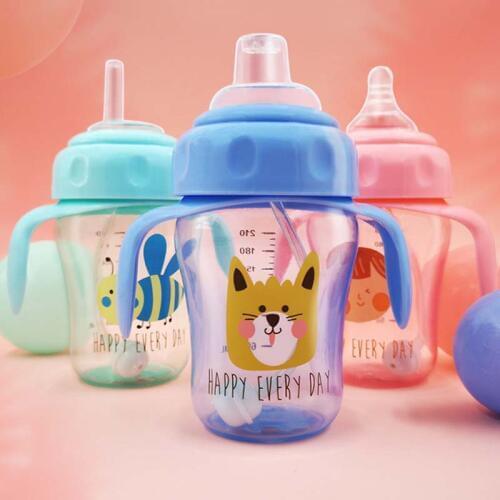 3 in 1 New Arrival Baby Cup Tritan Non-spill Portable Baby Water Bottle with Straw & Handle BPA Free