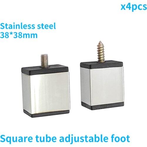 38MM square stainless foot raised pad, coffee table legs childrens chair adjustable foot raised base
