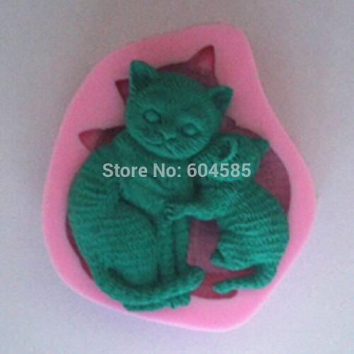 Cat and Cat Mom Shape Fondant 3d Molds, Silicone Mold ,Soap, Candle Moulds, Sugar Craft Tools, Chocolate Moulds, Bake Ware