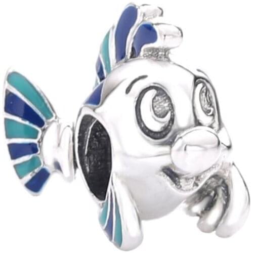Ajax 925 Sterling Silver Beads Flounder Charms Fit Women Bracelets & Bangles Snake Chain