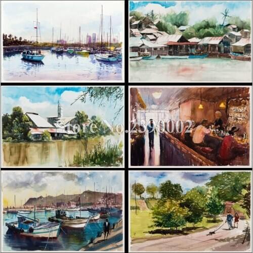 Fishing Boat DIY Diamond Embroidery,Diamond Painting,Diamond Mosaic Full Rhinestone Cross Stitch,Seaside Scenery,Christmas,Decor