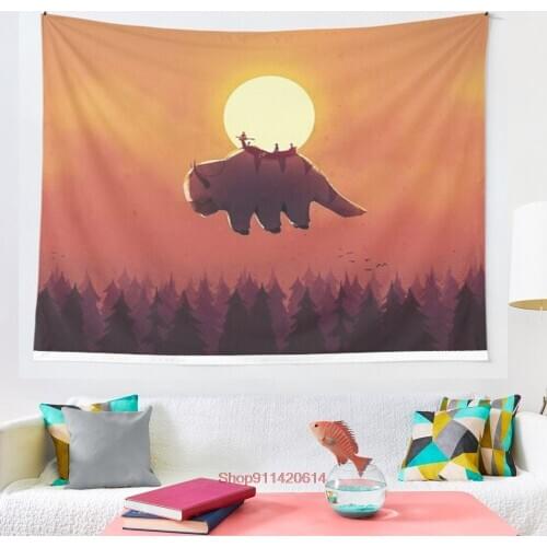 Avatar the Last Airbender Appa and the Gang tapestry Wall Hanging Tapestries for Living Room Beach Towel Blanket