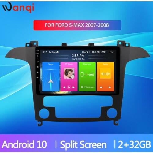 9" RDS Split Screen Car Radio For Ford S-Max 2007 2008 Android10 Car Dvd Gps Player built-in Radio Video GPS Navigation No dvd