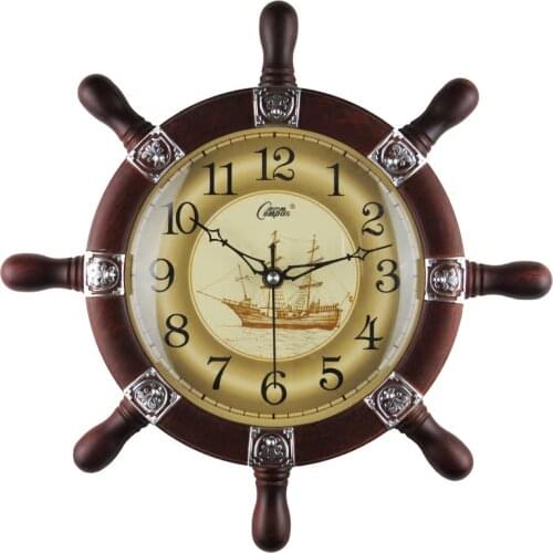 Large Rudder 3D Wall Clock Vintage Wood Living Room Retro Mute Creative European Mediterranean Orologio Muro Home Decor SC175