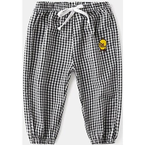 Plaid Thin Cool Fabric Summer Boys Pants Comfortable Trousers for Girls Childrens Clothing Clothes